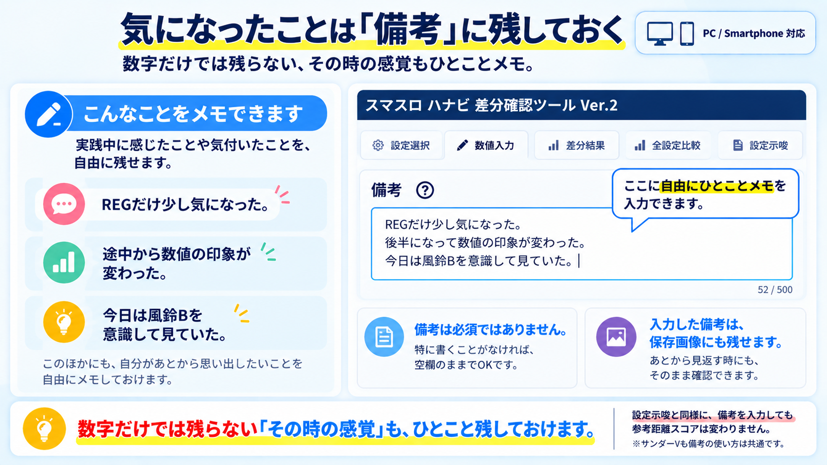 特リプTV差分確認ツール 備考欄に気になったことを残す方法